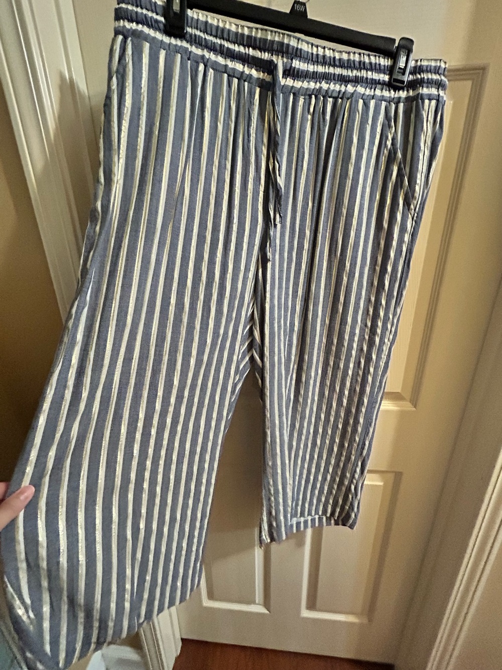 new directions Blue and White Striped Capris
